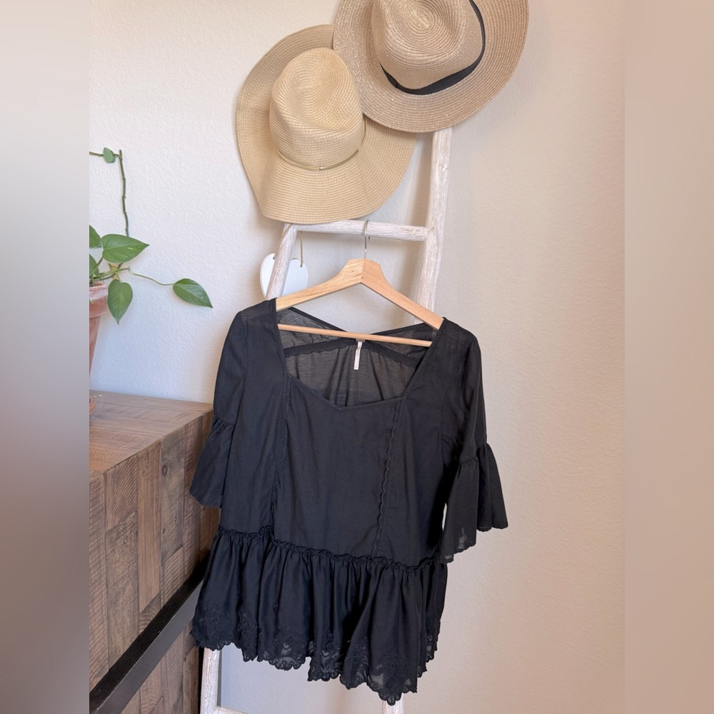 Free People Peplum Top with Lace details
